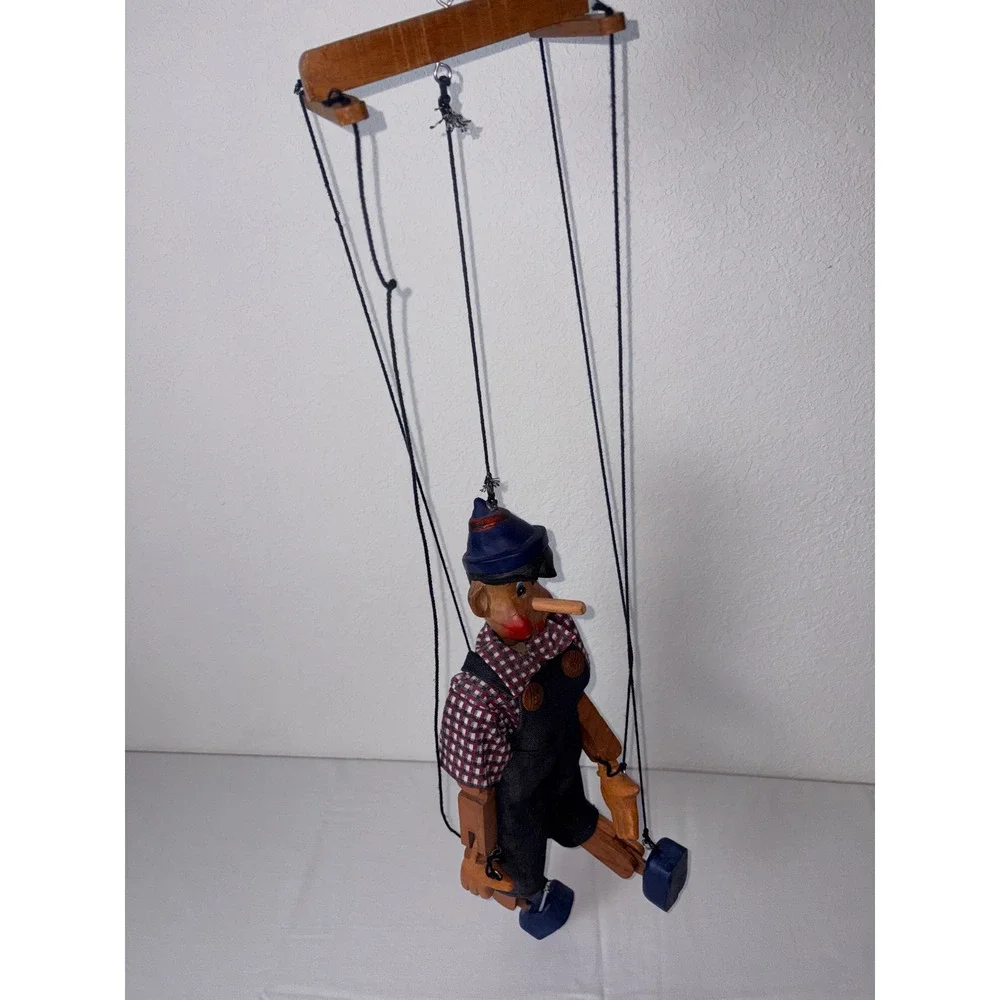 Vintage Wooden Marionette Puppet Pinocchio Style Sailor‎ Outfit Collectible Toy